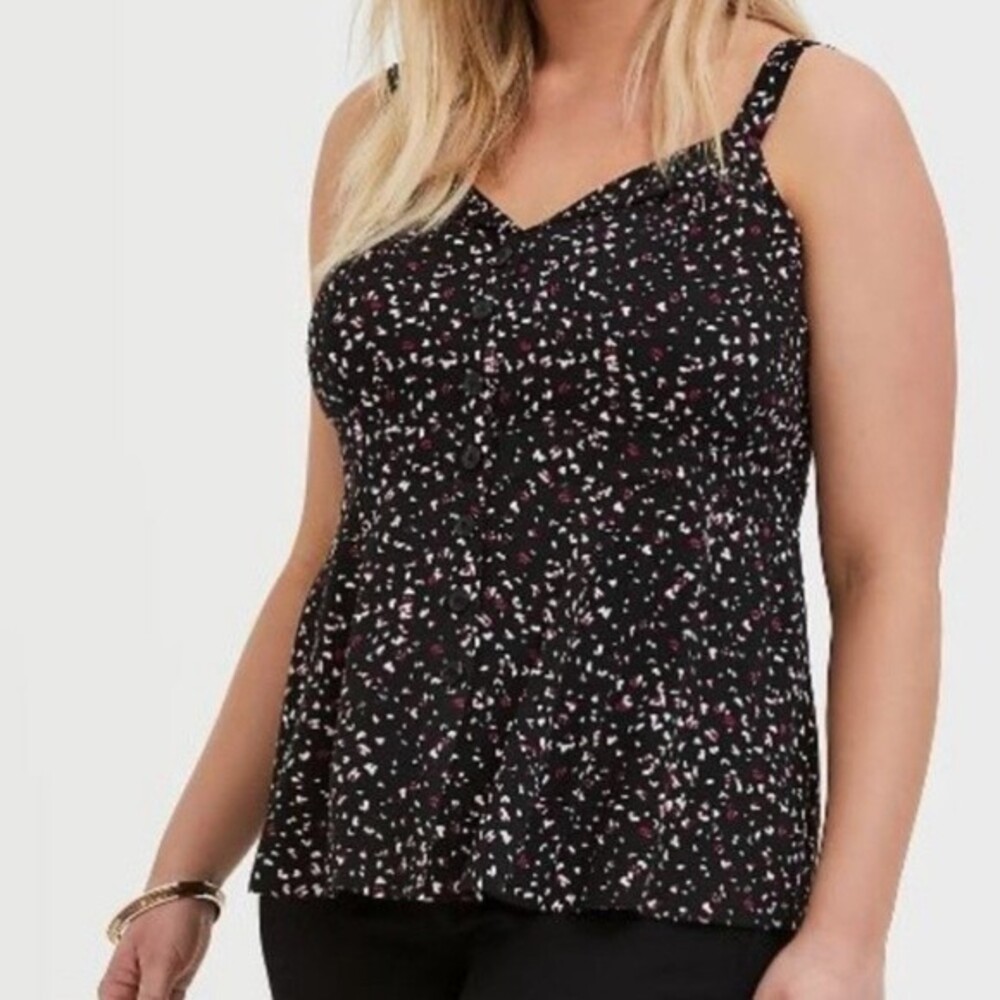 Torrid Black Print Top Adjustable Straps Size 3